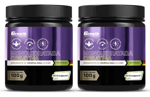 Kit de Creatina Growth Supplements Creapure em Pó, 2x 100g, Sem S...