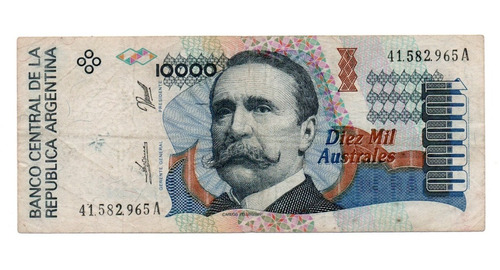 Billete Argentina 10000 Australes Bottero 2878 Serie A B+