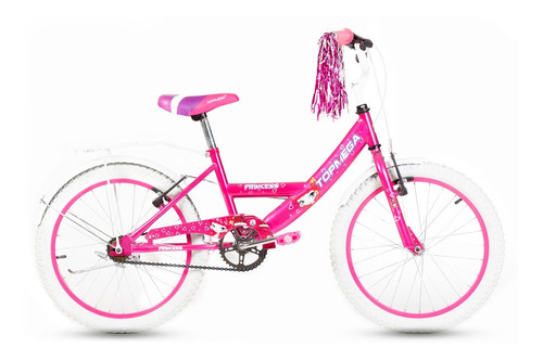 Bicicleta infantil TopMega Kids Princess R20 frenos v-brakes color rosa con pie de apoyo  
