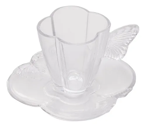 comprar Jogo 12 Xícaras De Chá Vidro Com Pires Butterfly 180ml Wolff