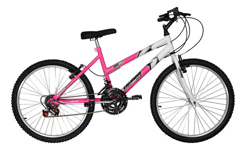 Bicicleta  de passeio Ultra Bikes Bike Aro 24 bicolor 18 marchas freios v-brakes cor rosa/branco