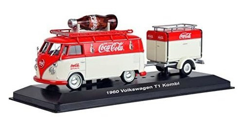 1960 Volkswagen T1 Kombi Van Con Remolque Rojo Y Crema Coca 