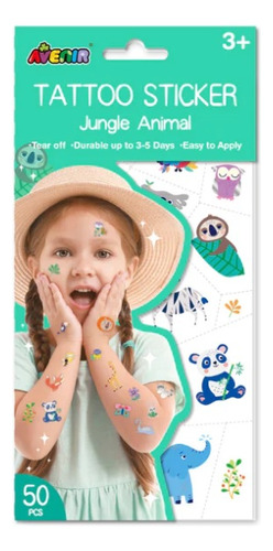 Tatuajes Infantiles Para Niños Avenir Jungla 50 Pcs