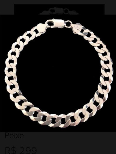 Pulseira Masculina 8mm Prata Italiana 925