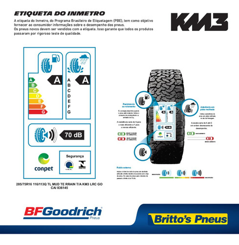 Pneu Aro 16 Bf Goodrich Mud Terrain T/a Km3 285/75 R16