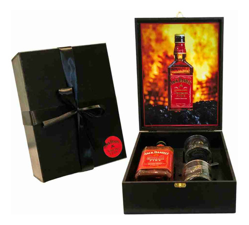 Kit Whisky Jack Daniels Fire Canela 1lt + 2 Copos + Dosador