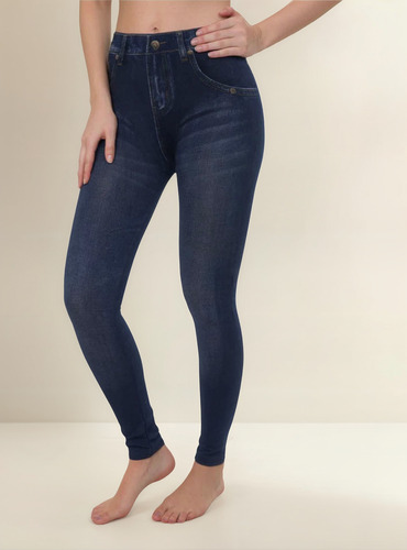 Legging Afelpado Estilo Mezclilla Mujer Oscar Hackman Ink003