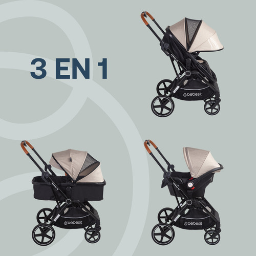 Carriola Portabebe Nomad Baston Plegable Color Beige Bebesit