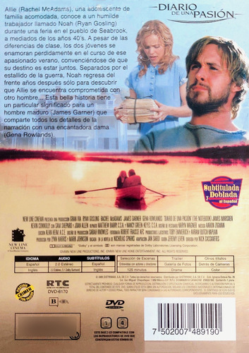 Diario De Una Pasión / Ryan Gosling Dvd Nuevo