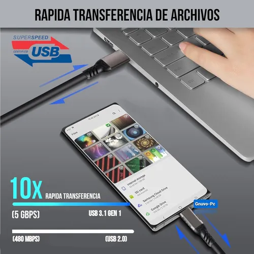 Cable Usb A Tipo C 3.2 3.0 5 Gbps Brio Gafas Rv 2 Metros 2m