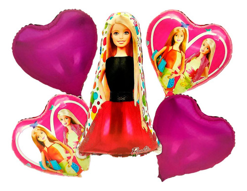 Bouquet Globos Barbie Girl Amigas Niña Rosado Fucsia