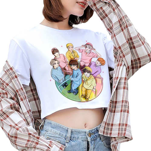 Playera Bts Ropa Bt21 Kpop Crop Top Mujer Niña Cosplay