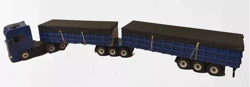 Miniatura Gigante Volvo FH Carreta Bi trem de Madeira Artesanal