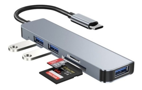 Hub Cable 5 En 1 Tipo C A Usb*3/micro-sd/sd Pjt-lcn2014