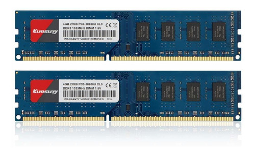 Memoria Ram 8gb Kit (4gbx2) Ddr3 1333 Udimm Kuesuny Pc3-10600 Pc3-10600u 1.5v Cl9 240 Pin Non-ecc Unbuffered Modules(blu
