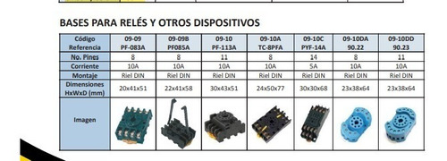 Base Para Relés 11 Pines 10a 30x43x51