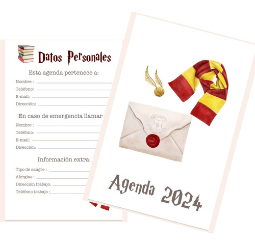 Agenda Imprimible Harry Potter 2024 / 2025 