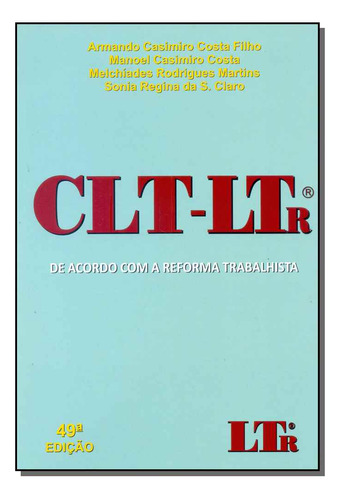 Clt-ltr, De Armando /  Casimiro Costa Casimiro Costa Filho. Editora Ltr, Capa Mole Em Português, 2018