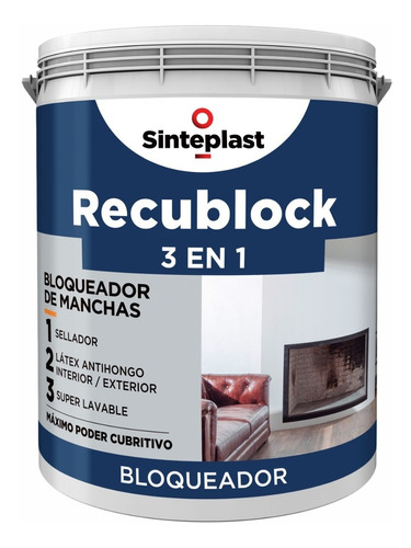 Recublock Látex Premium 3en1  / Bloqueador De Manchas / 10 L