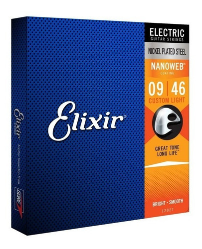 Imagem 1 de 3 de Encordoamento Elixir Cordas 0.9 Super Light Nanoweb Guitarra