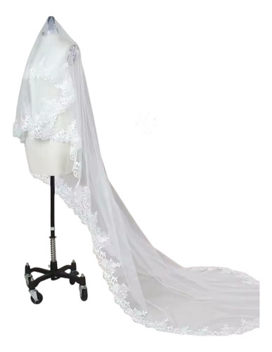 Velo De Novia Con Borde De Encaje Largo 3 Mts Peineta
