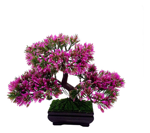 Miniárbol De Bonsái De Pino Artificial Rojo Morado Para Deco