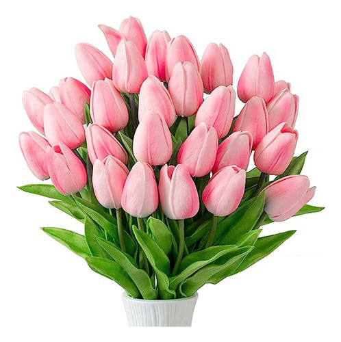 Flores De Tulipán Artificiales Para Decoración 30 Pack Rosa