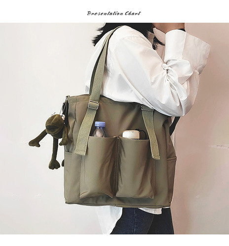 Bolso De Hombro De Estudiante De Color Sólido De Moda Casual Color Negro