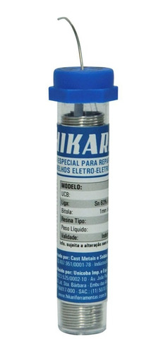 Solda Estanho Tubo Tubete 22g 1mm Sn63% Pb37% Hikari Hs-63
