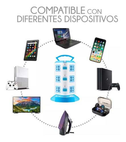 Torre Multicontacto Vertical Con 12 Contactos Y 3 Usb Socket