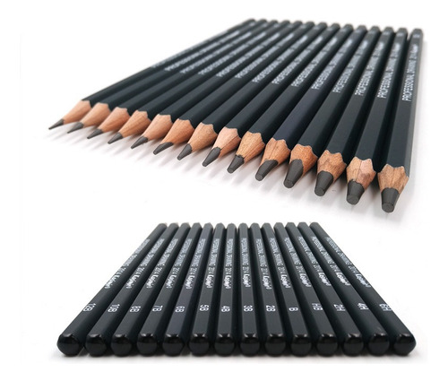 Conjunto Kit 14 Lápis Profissional Graduado Desenho Esboço