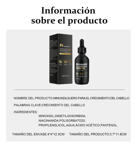 Minoxidil 5% Tratamiento Para Cabello Y Barba 60ml Solución Tópica Tratamiento Regenerador Formula Anticaída A Base