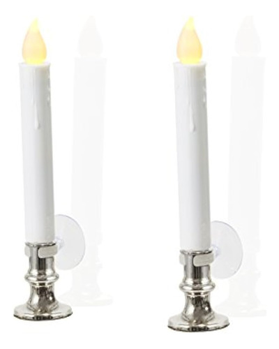 Flameless White Led Taper Candles With Silver Candelabros Re