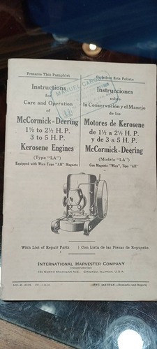  Catalogo Antiguo Motor Kerosene Mc Cormick Magneto Wico