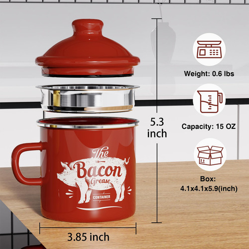 Envase De Grasa Para Tocino Pyard Mini Con Colador, 450 Ml,