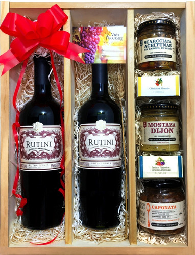 Set De Vinos Caja De Madera Vinos Rutini Regalos Navidad 