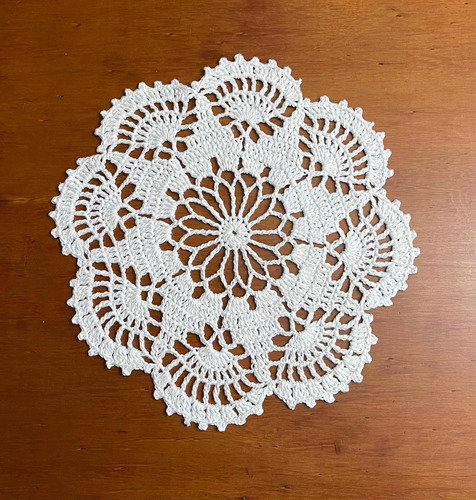 Paño /centro De Mesa Blanco 1 Hecho A Mano Tejido A Crochet