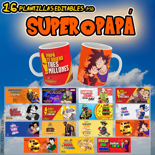 16 Diseños Para Sublimar Tazas Plantillas Super Papá