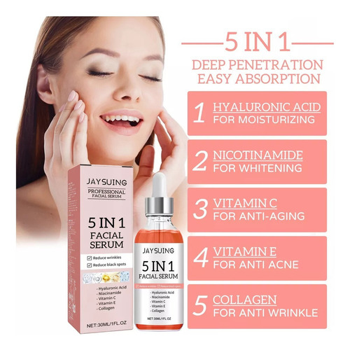 Sérum Facial 5en1jaysuing Con Ácido Hialurónico Y Vitamina 2