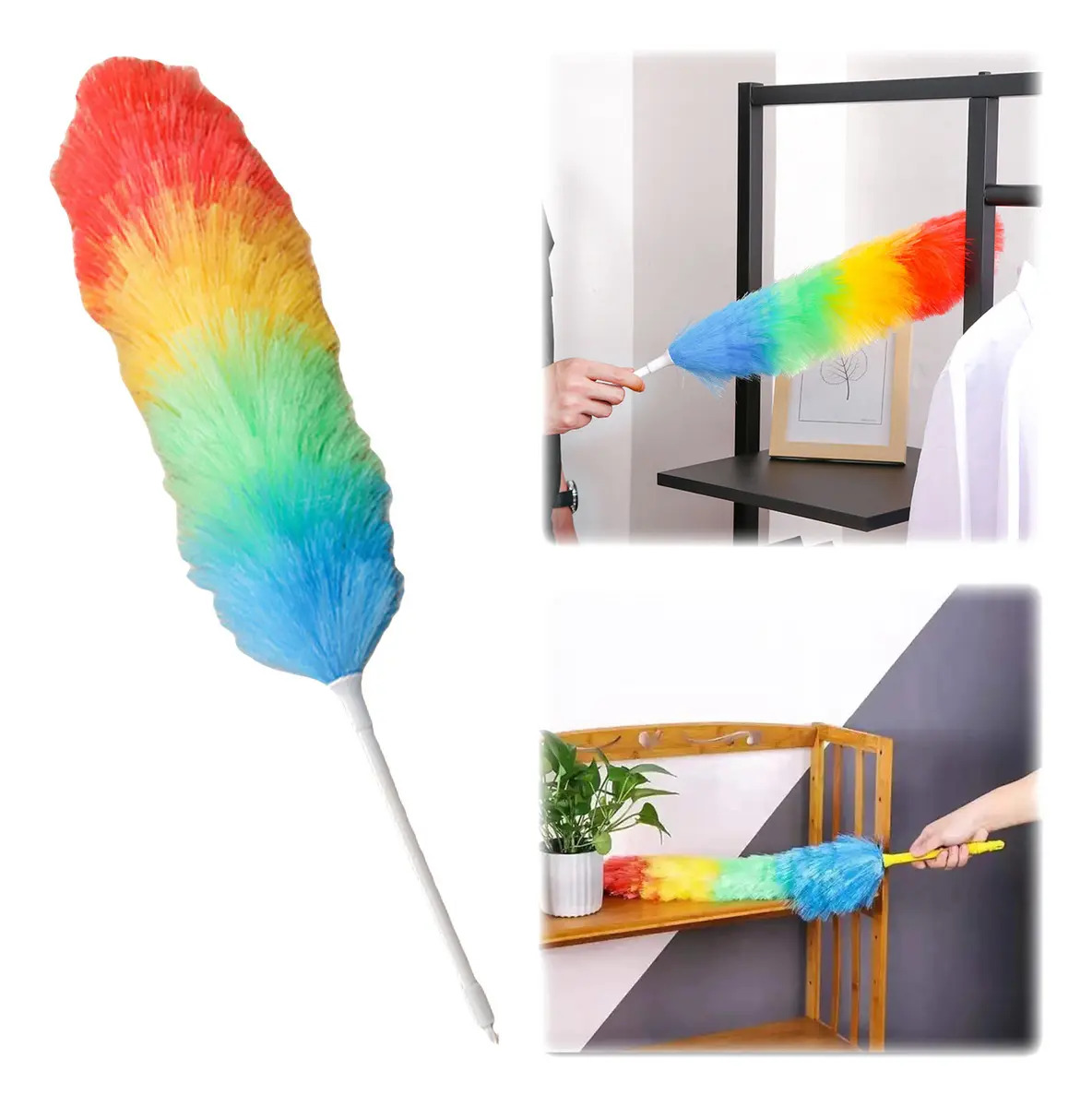 Plumero Microfibra Limpieza Practica Auto Hogar Muebles Multicolor