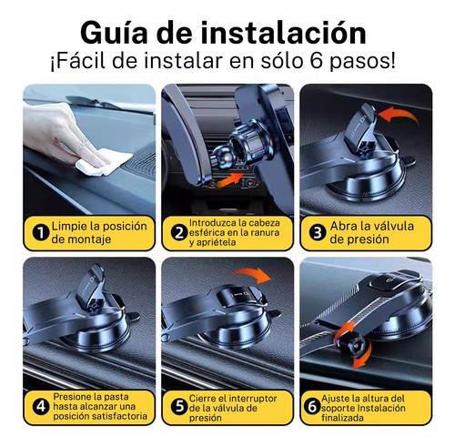 Soporte Para Celular Auto Ajustable 360o Con Estable Ventosa