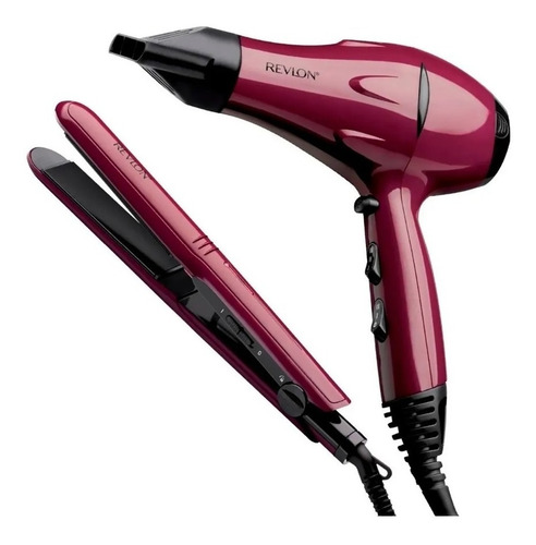 Imagen 1 de 10 de Combo: Secador De Pelo 2000w + Planchita De Pelo 210° Revlon