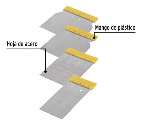Juego De 4 Cuñas Mango Plástico Pretul
