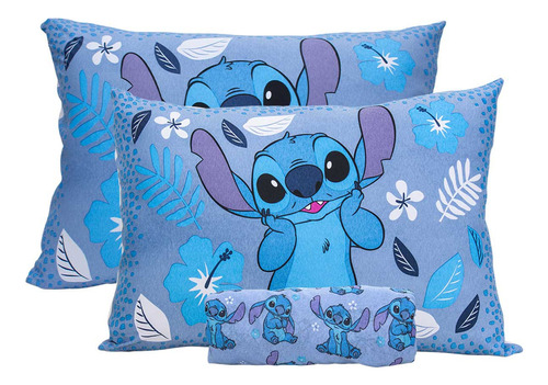 Jogo De Lençol Stitch Casal Disney Malha 3 Peças Infantil