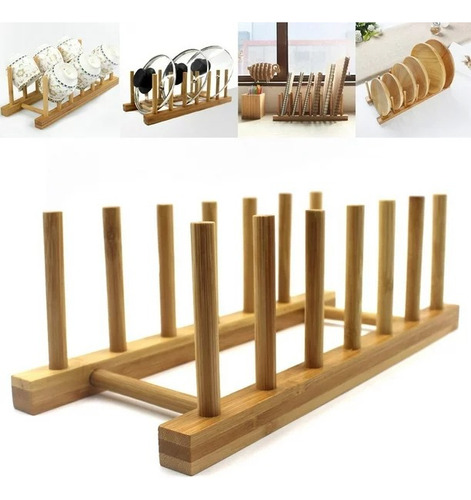 Organizador Porta 6 Platos Tablas De Picar Decora Diy Bamboo
