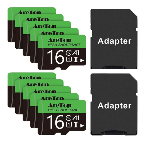 Aretop Memoria 16 Gb 10 2 Adaptador Full Hd Clase Tf 90