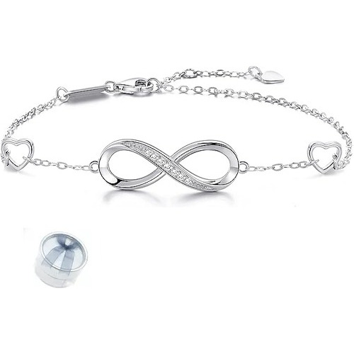 Hermosa Pulsera Mujer Símbolo Infinito Plata Fina S925