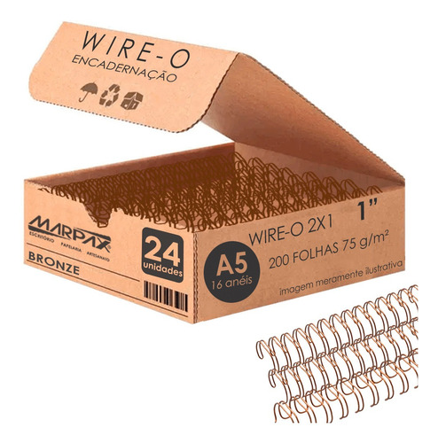 Wire-o Para Encadernação A5 1 2x1 Para 200fls Bronze 24un
