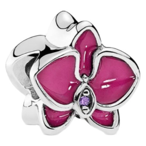 Charm Pandora Orquidea Radiante Con Circonia Morada