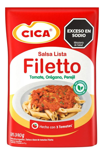 Salsa Lista De Filetto Sin Conservante Doypack 340g Cica